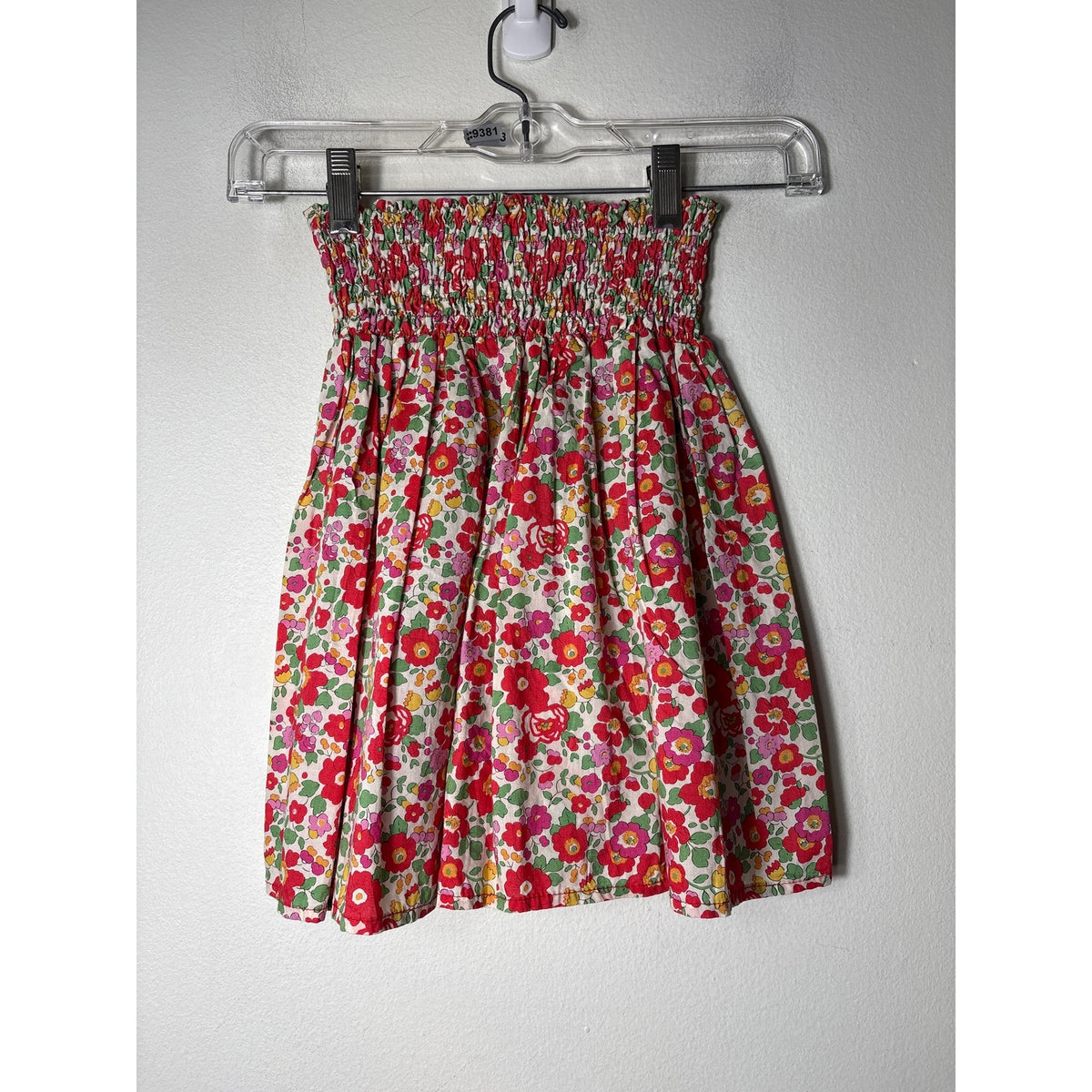 Kids Madamoiselle Hortense Red Floral Elastic Smock Waist Sk fits like a 12Kids