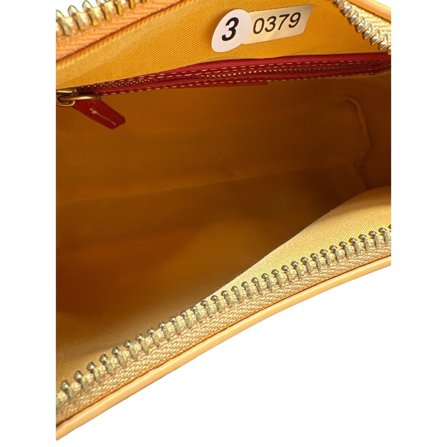 J.McLaughlin Marigold Yellow Pebbled Leather Bamboo Hand Bag Sz 11"x6"
