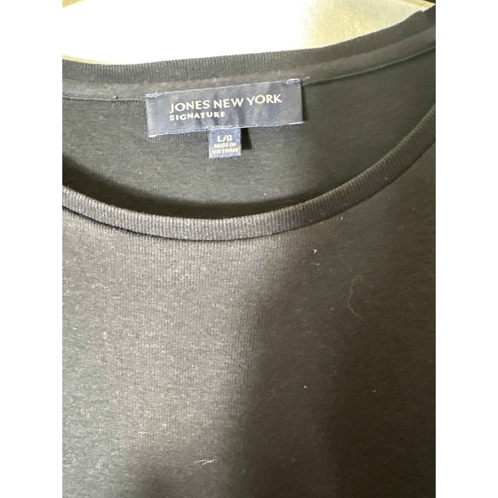Jones New York Black Long Sleeve Elevated Tee Shirt Sz L