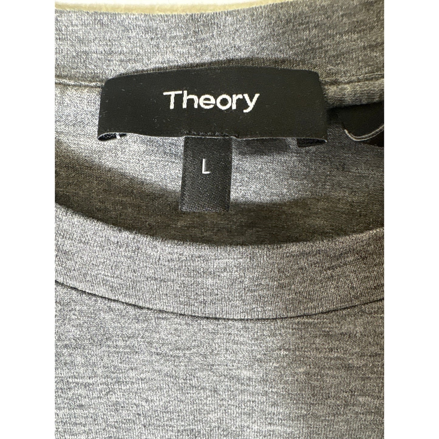 Theory Gray Short Sleeve Ruched Cotton Tee Shirt Sz L