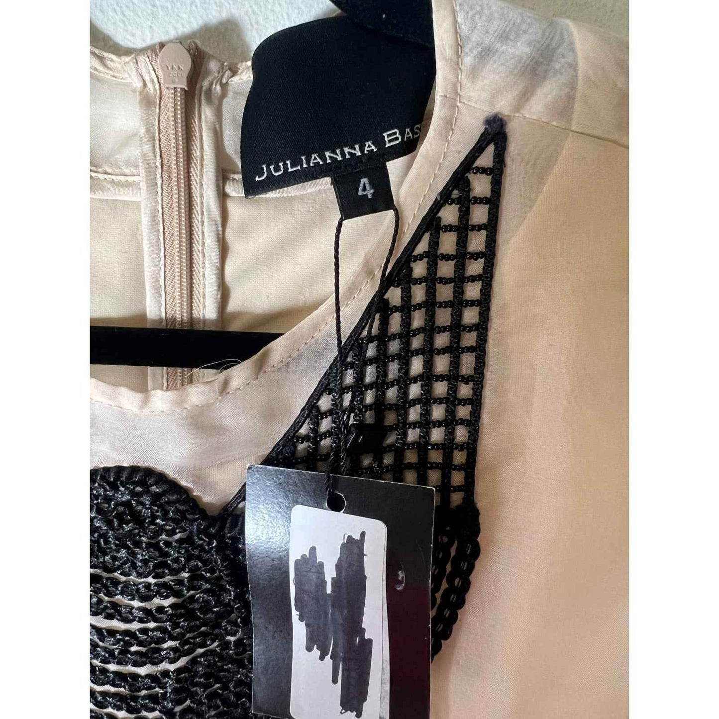 Julianna Bass Nude/Black Organza Dress Sz 4