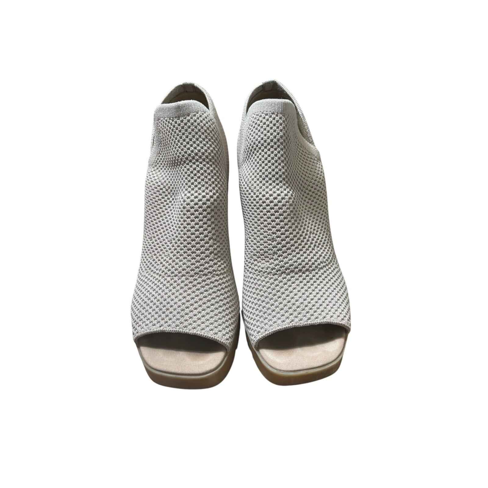 Eileen Fisher Tan Knit Peep Toe Bootie Sz 10