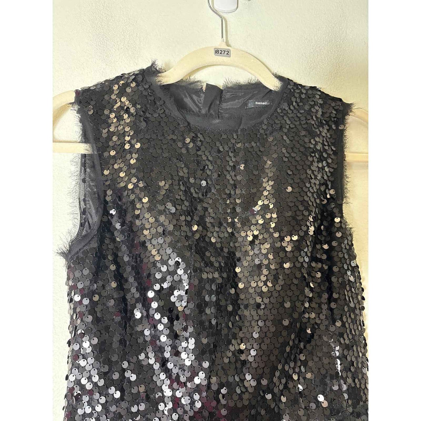 Nanette Lepore Black Sequin Cocktail Mini Dress Sz 0