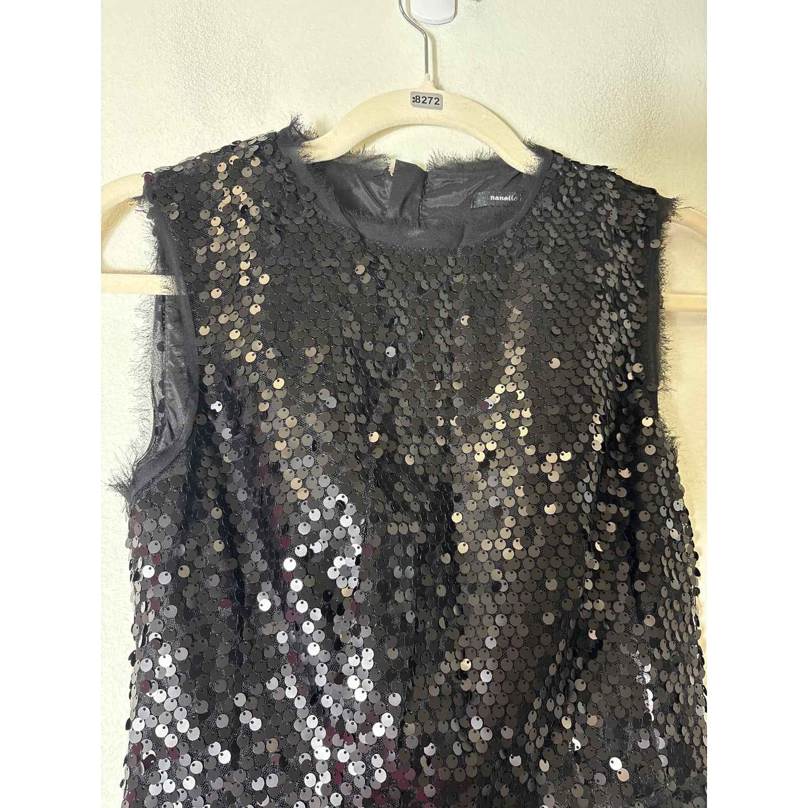 Nanette Lepore Black Sequin Cocktail Mini Dress Sz 0