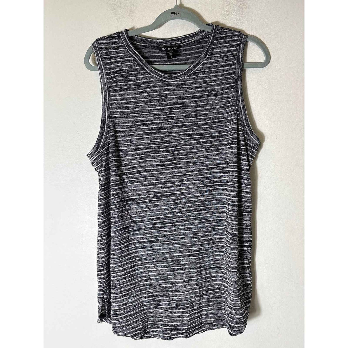 Athleta Black White Sleeveless Crew Neck Athletic Top Sz LG
