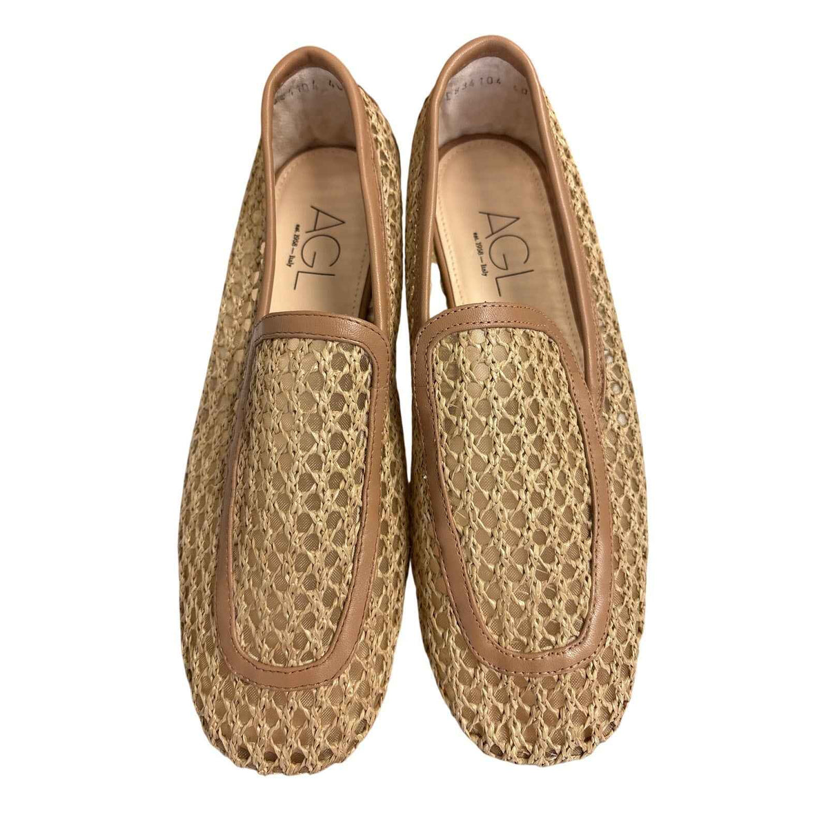 NIB AGL Harper Cognac Rafia Loafer Sz 40
