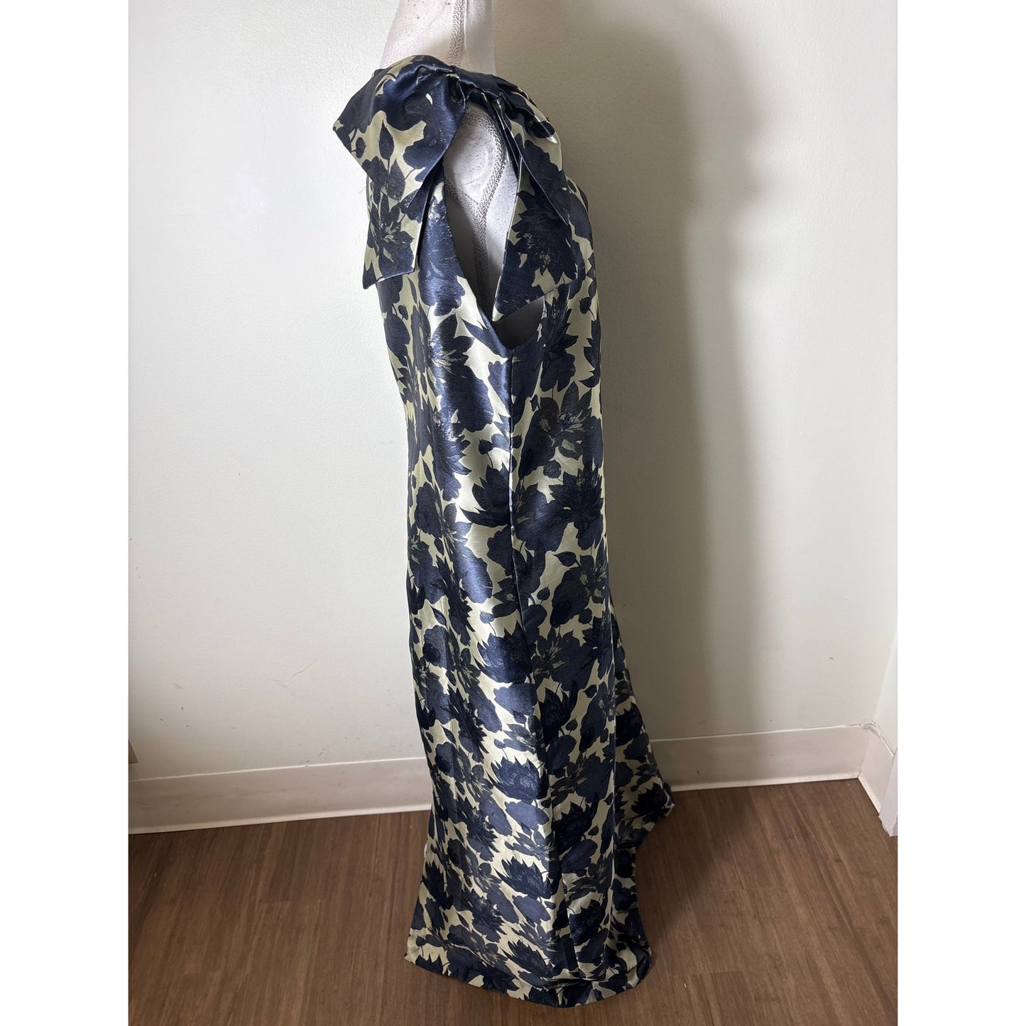 NWT Abbey Glass Black Gold Floral Sleeveless "Meredith Gown" Maxi Dress Sz XL