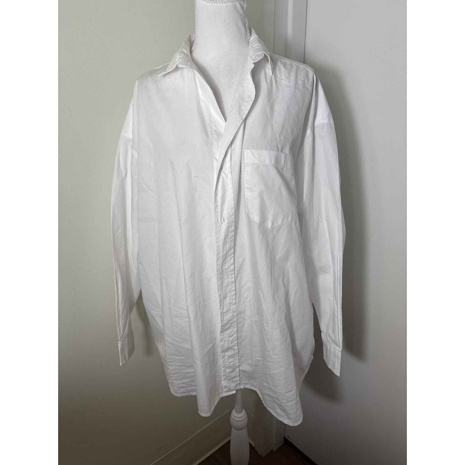 Frank & Eileen White Long Sleeve Cotton Button Up Sz S