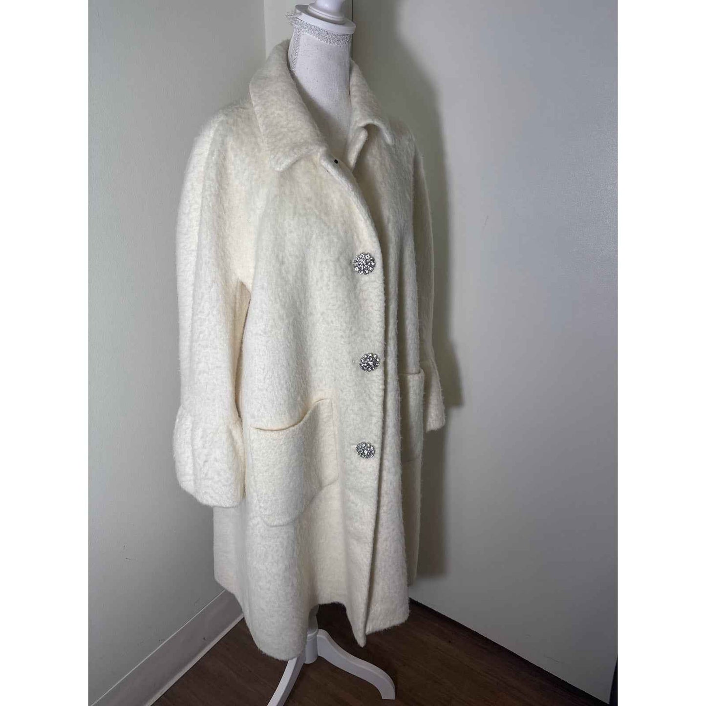 Kate Spade Madison Avenue Collection Winter White Formal Coat Sz M