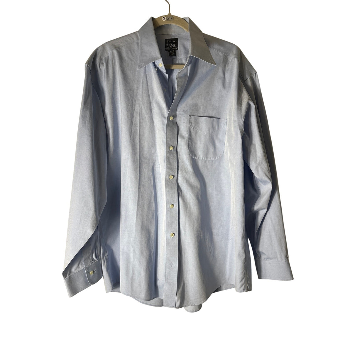 Jos A. Banks Light Blue Long Sleeve Cotton Button Down Shirt Sz 16.5-35