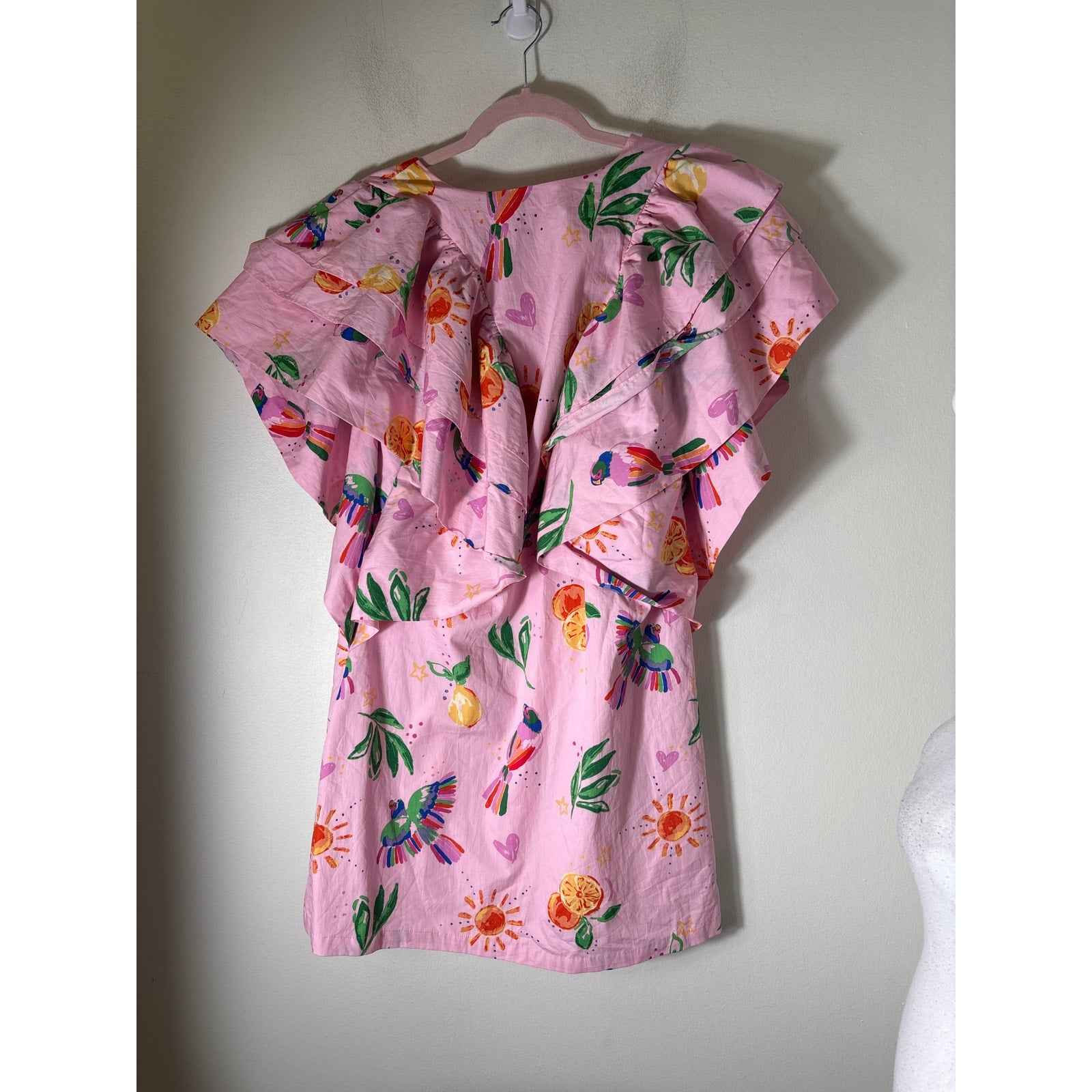 NWT Karlie Pink Tuscan Fruit Cotton Mini Dress Sz S