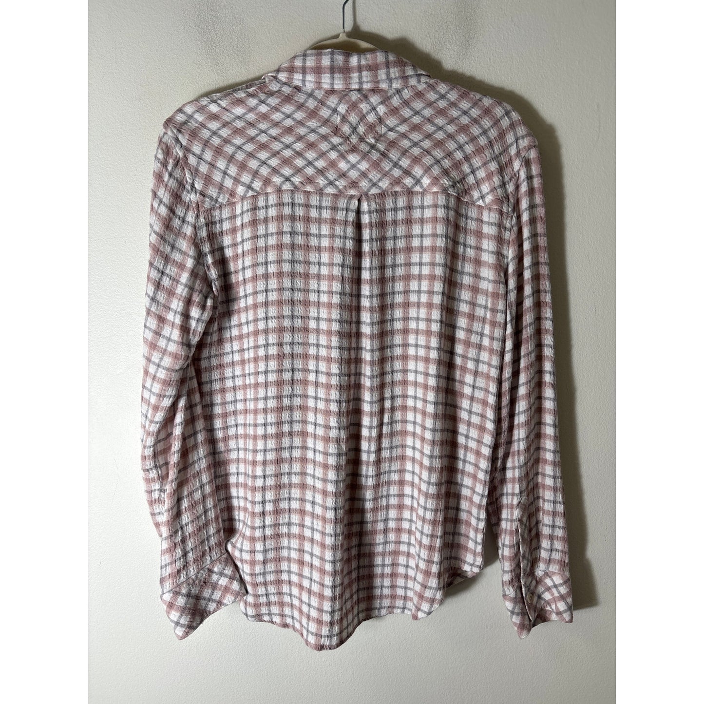 Rails Gray and Blush "Brady" Long Sleeve Button Up Shirt Sz XS