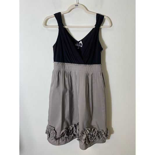Night Way Collections Black Gray Color Block Knee Length Dress Sz 6