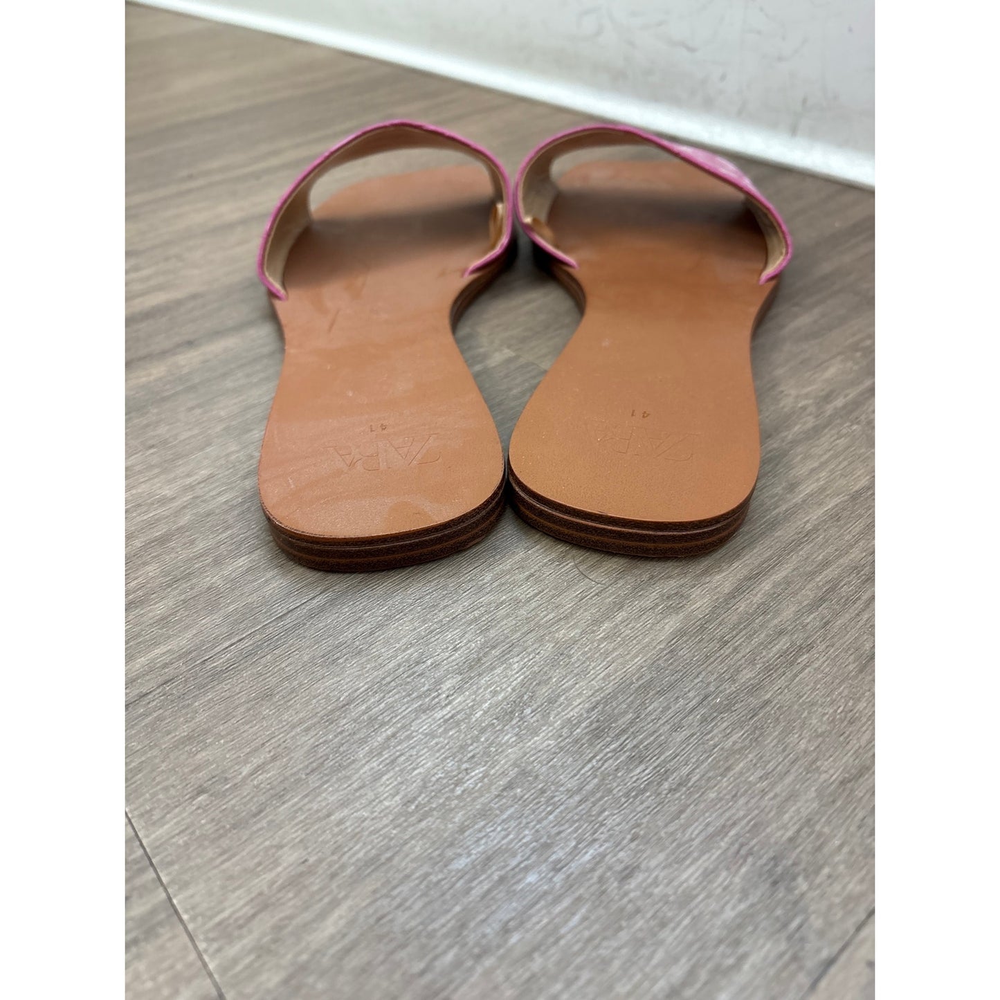 Zara Pink Faux Croc Slides Sz 10.5 (41)
