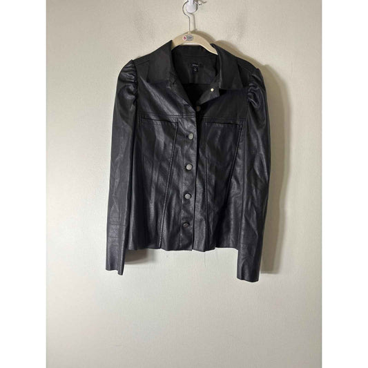 Drew Black Faux Leather long Sleeve Button Up Jacket Sz S
