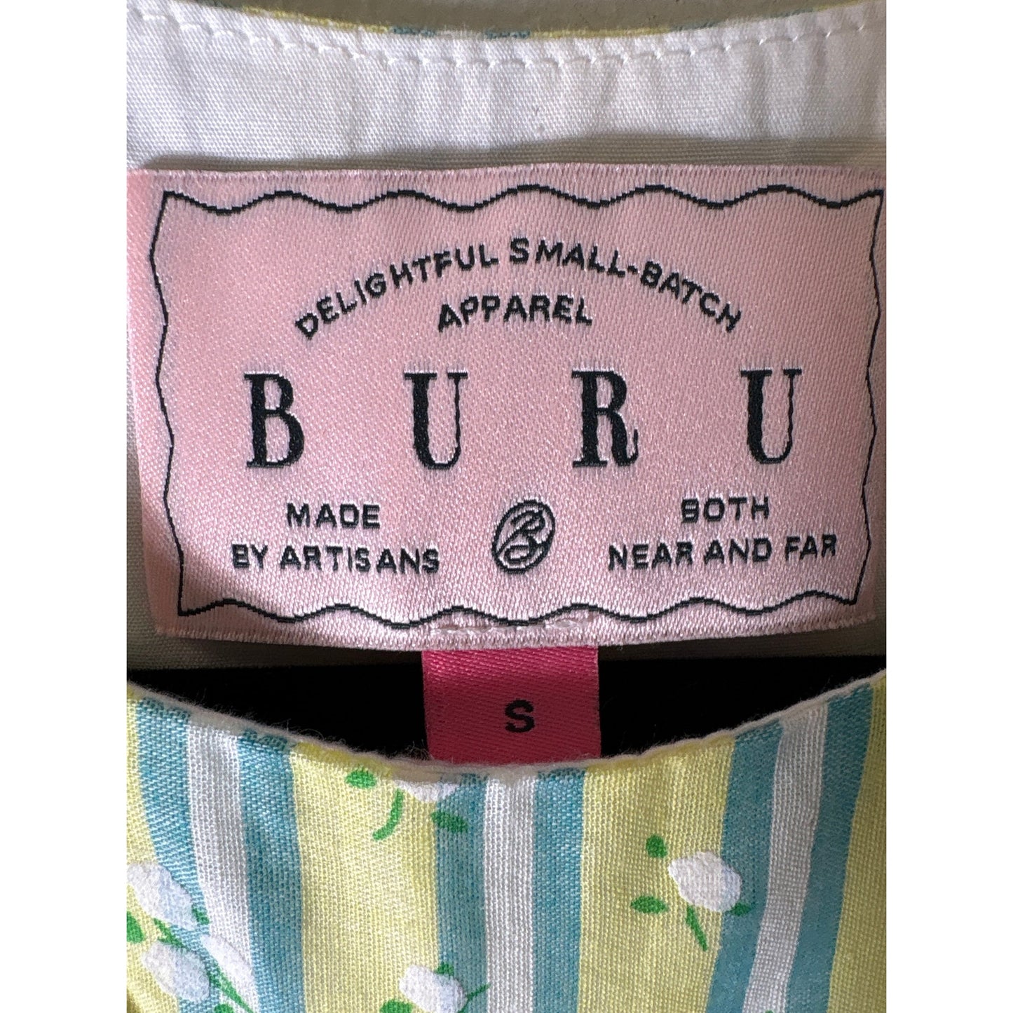 Buru Yellow and Blue Stripe Sleeveless Top Sz S