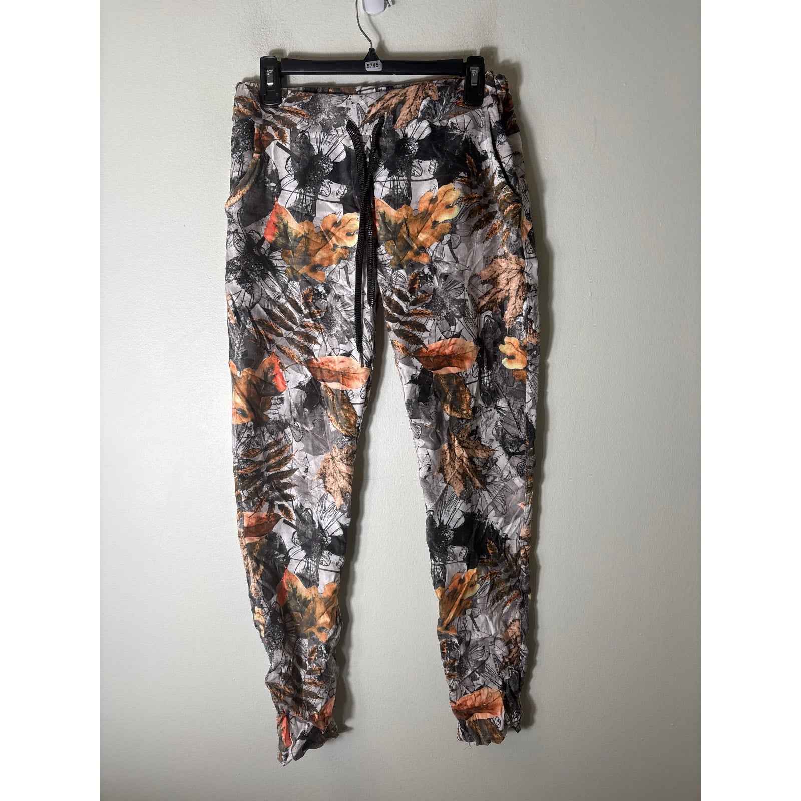 NWT Tempo Paris Orange Black Print Pull On Ankle Pants Sz S