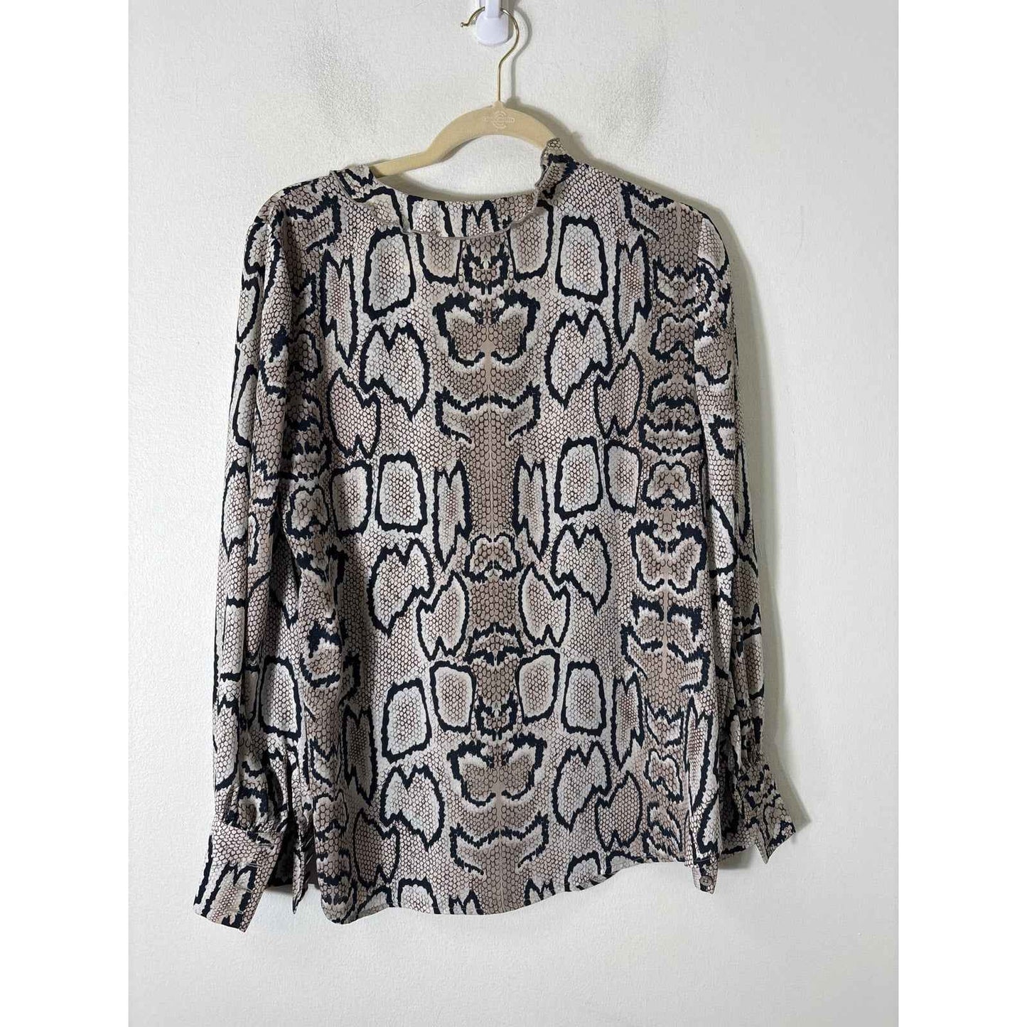 Cabi Brown and Black Snake Print Blouse Sz M