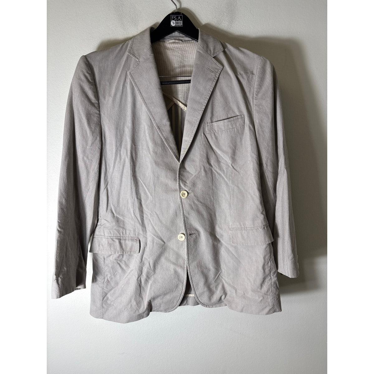 Mens Billy Reid Khaki Seersucker Jacket Sz 44R