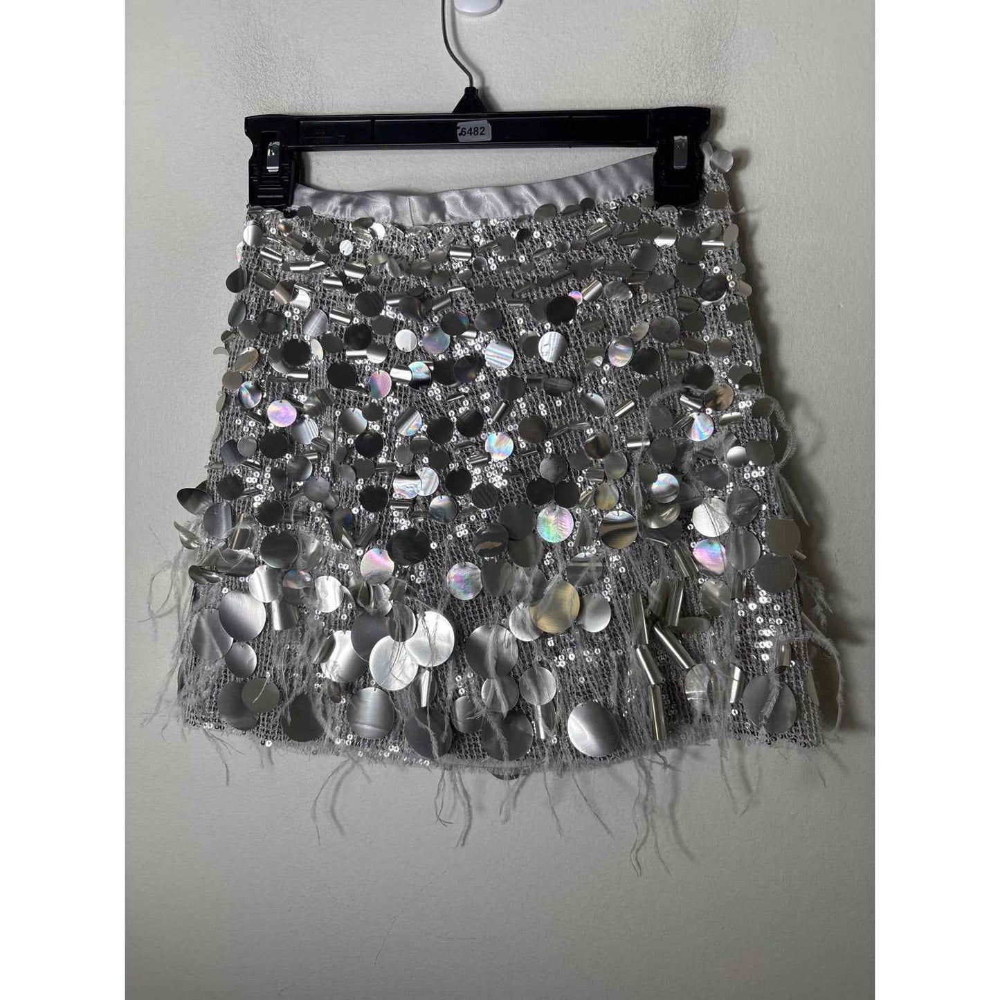 Ramy Brook Silver Sequin Mini Skirt Sz 0