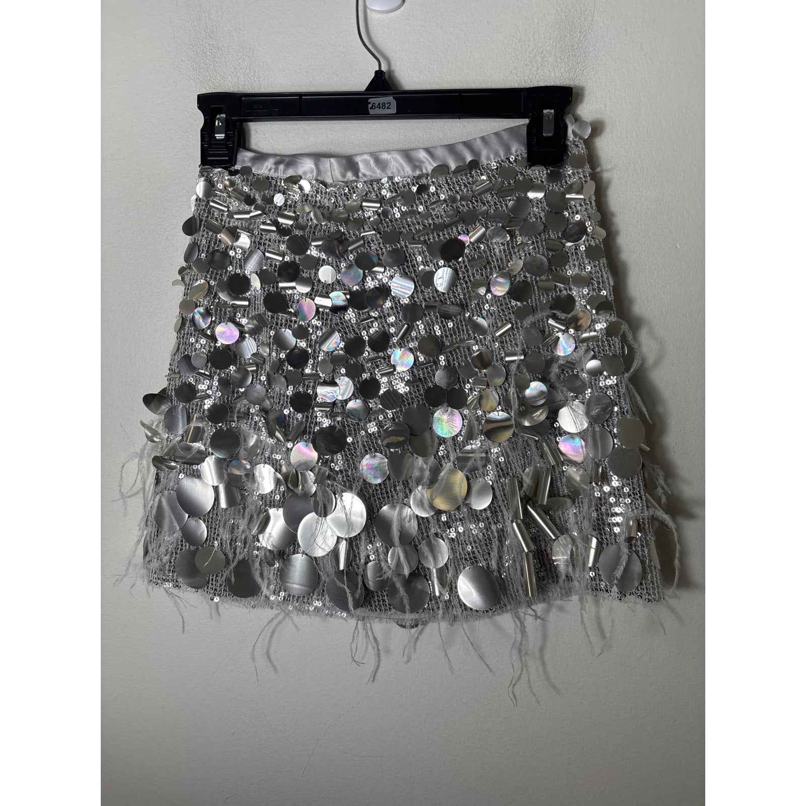 Ramy Brook Silver Sequin Mini Skirt Sz 0