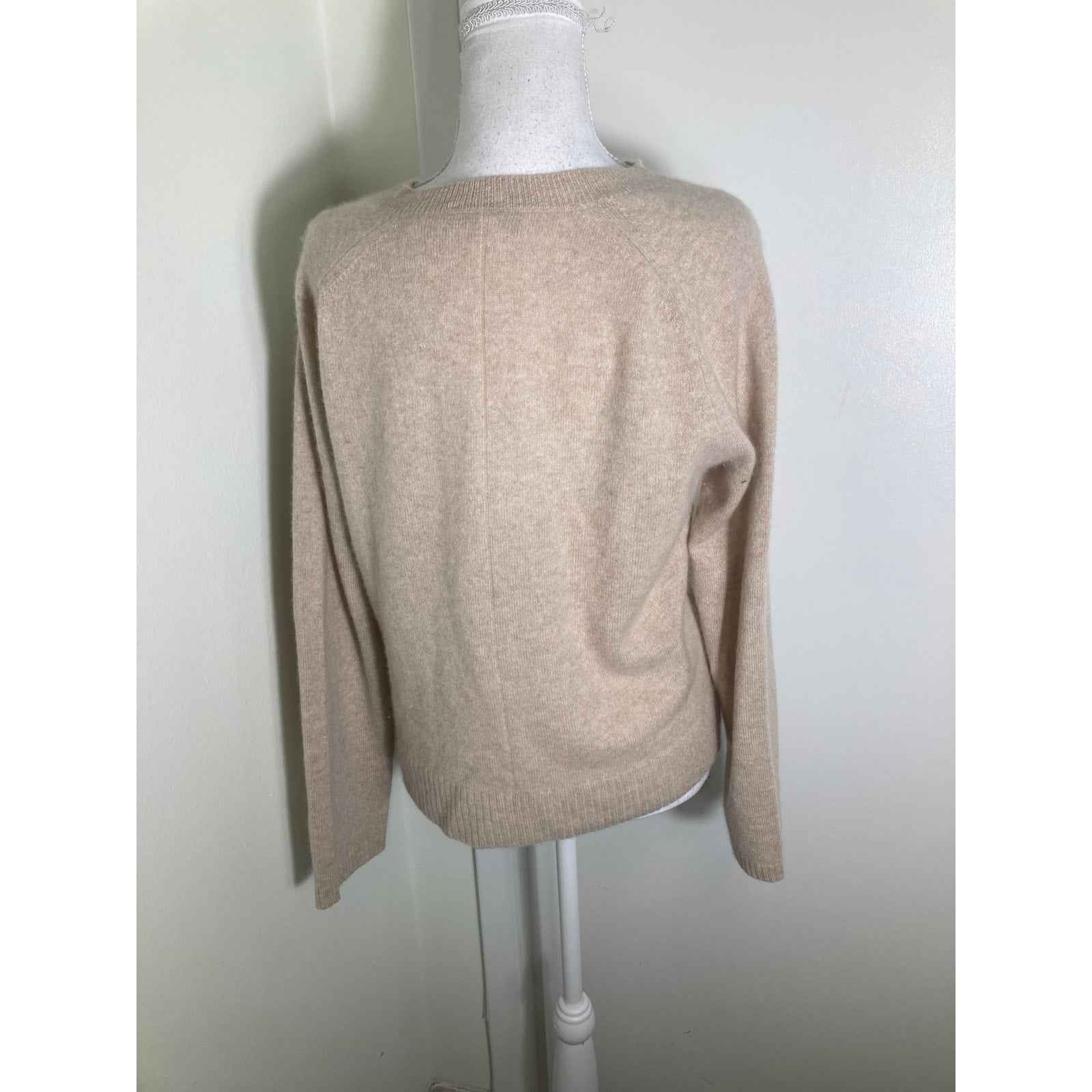 White + Warren 100% Cashmere Tan Sweater Sz S