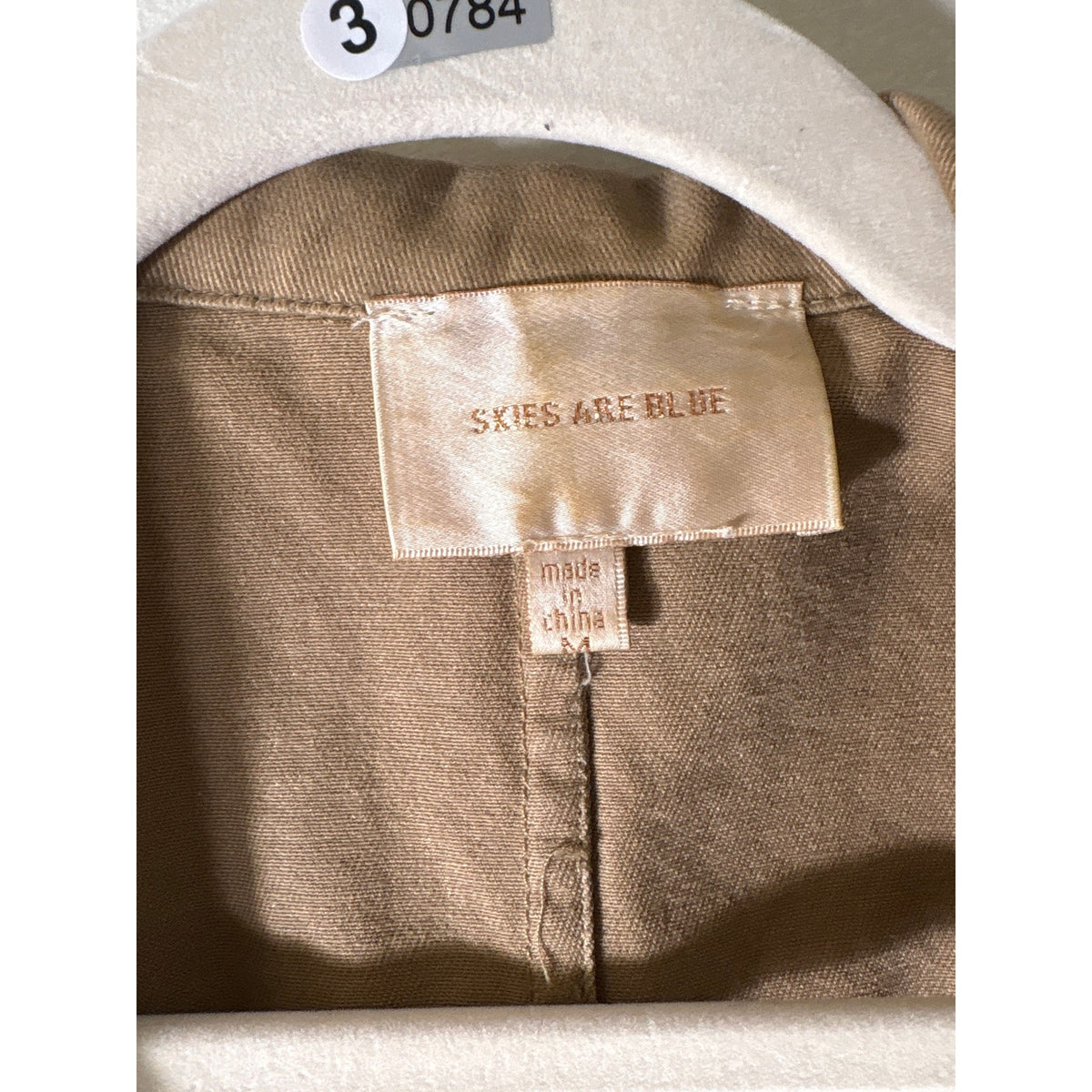 Skies are Blue Tan Long Sleeve Zip Front Utility Jacket Sz M