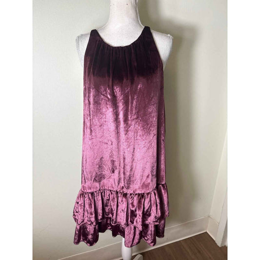 Milly Puple Crushed Velvet Halter Mini Dress Sz 10