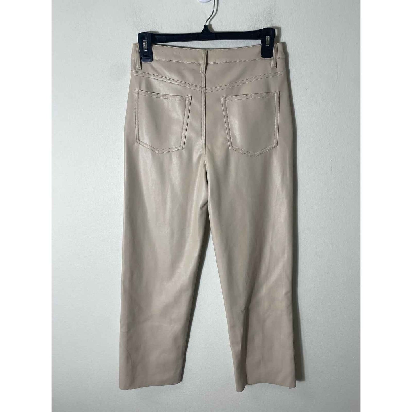 Fab'rik Tan Faux Leather Cropped Pants Sz S