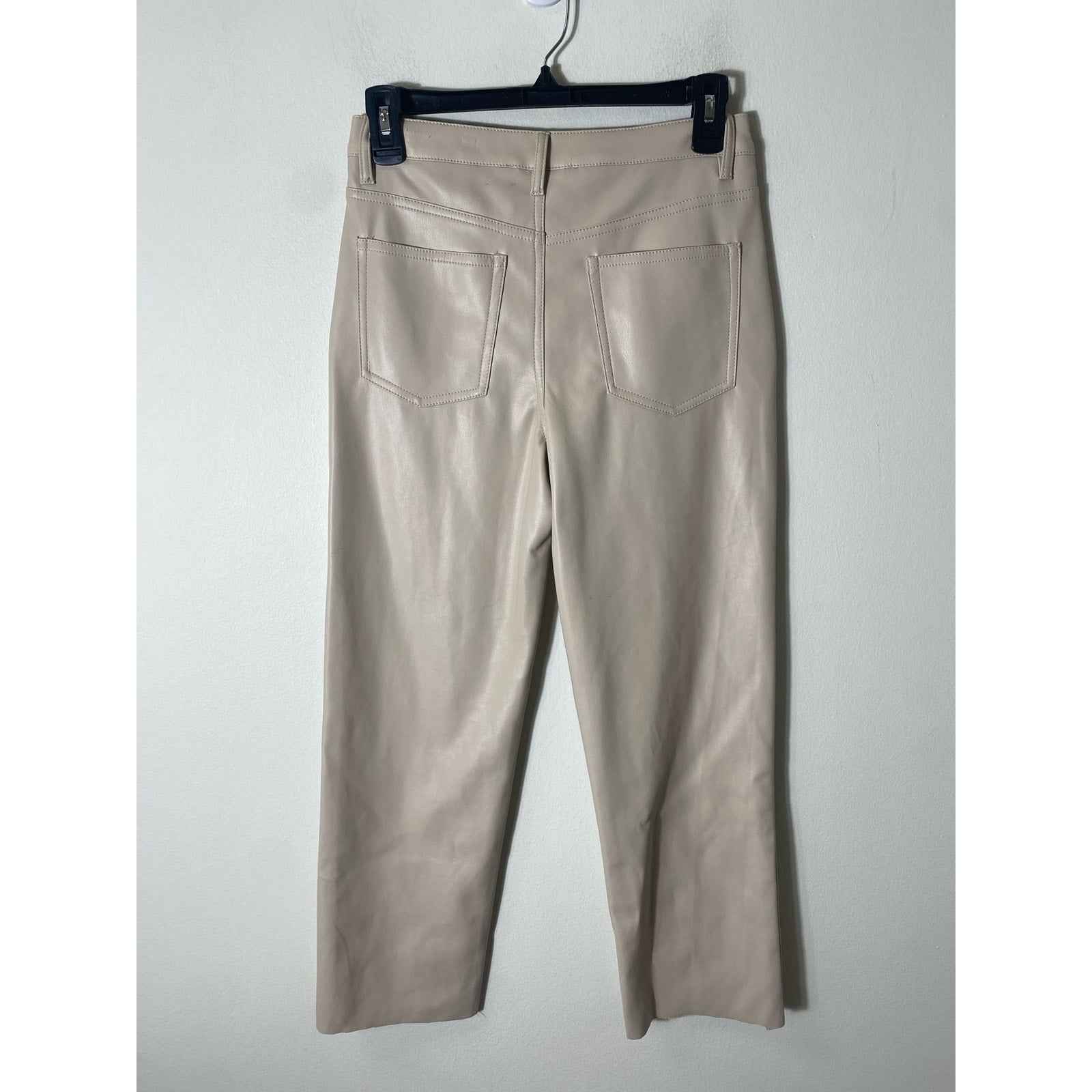 Fab'rik Tan Faux Leather Cropped Pants Sz S