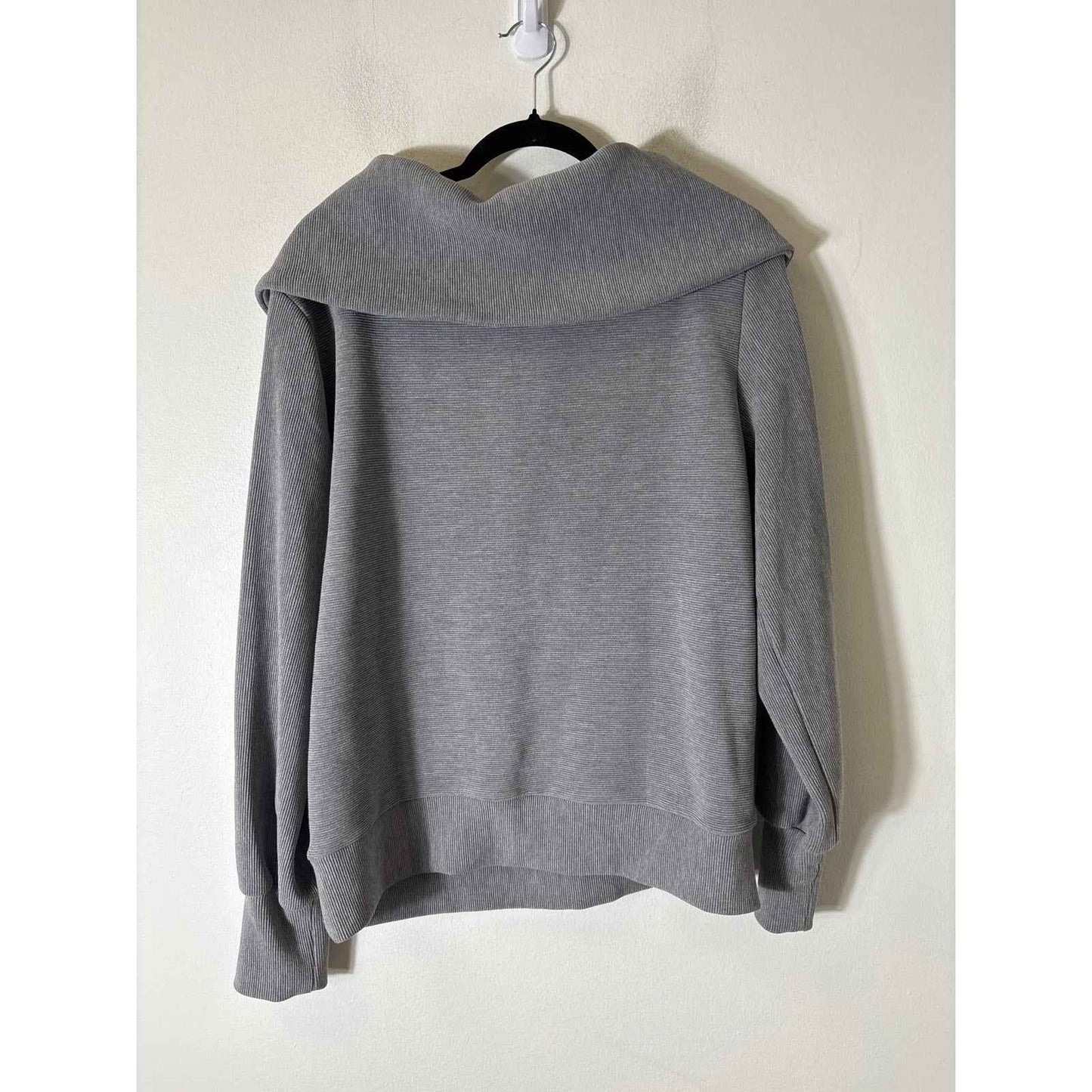 Varley Gray Ribbed Long Sleeve Half Zip Pullover Sz S