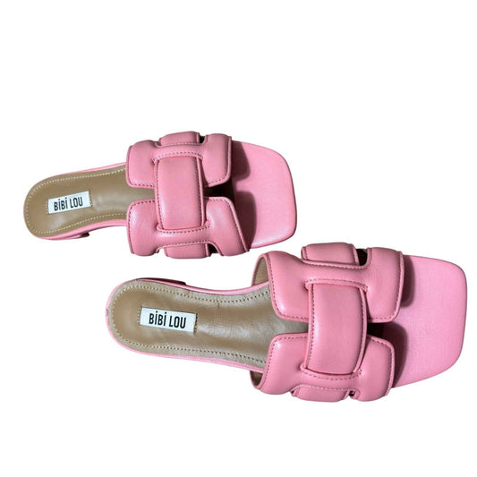 NWOB Bibi Lou Pink Leather Woven Slide Sandal Sz 37