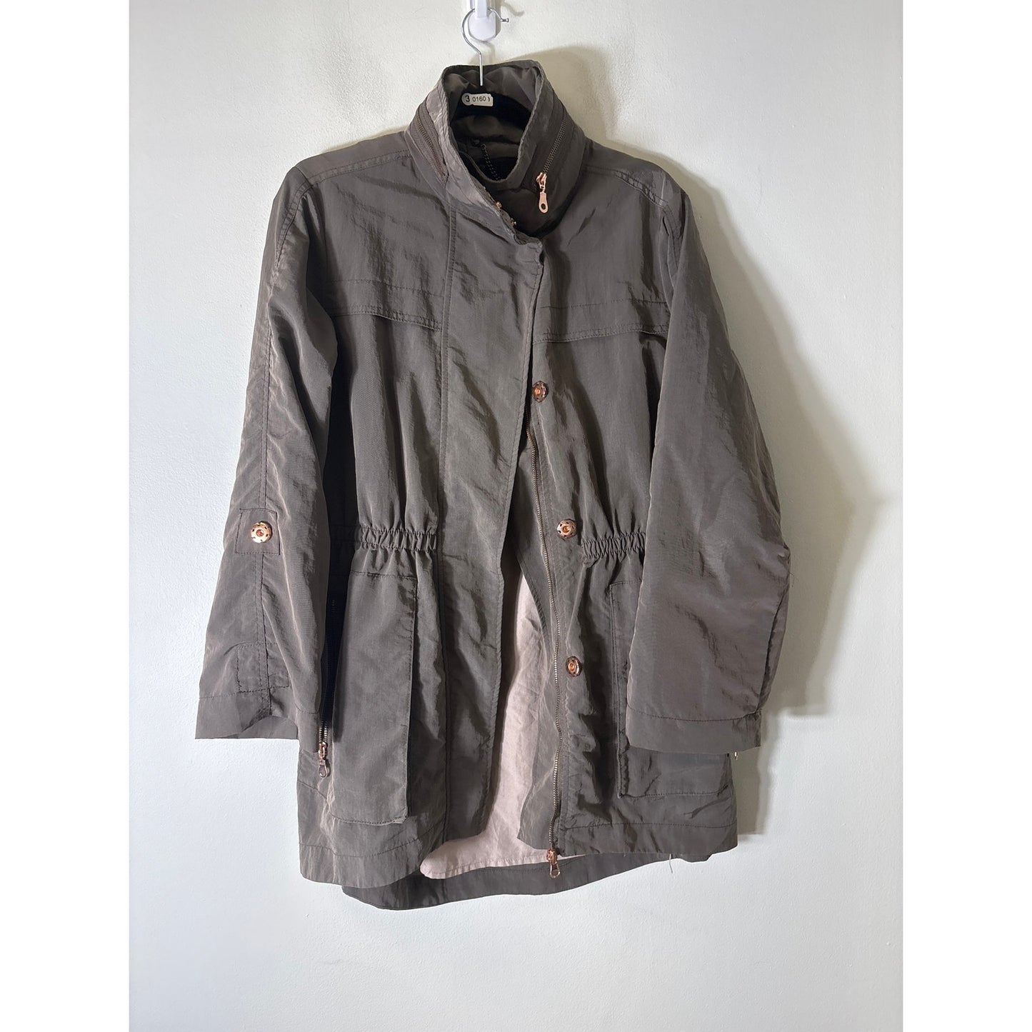 The Fillmore Gray Taupe Long Sleeve Hooded Zip Up Jacket Sz M