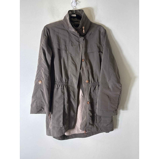 The Fillmore Gray Taupe Long Sleeve Hooded Zip Up Jacket Sz M