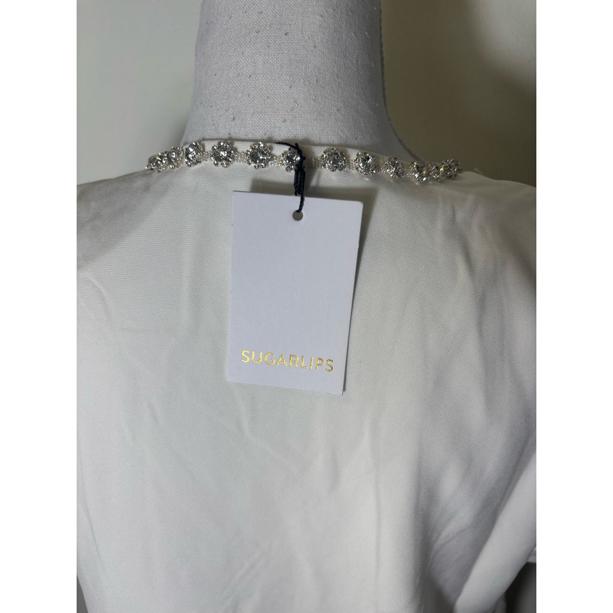 NWT Sugar Lips Off White Knee Length Short Sleeve Shift Dress Sz S