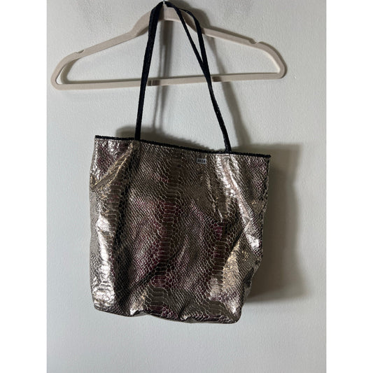 Dusty Gold Snakeskin Tote Bag with Black interior