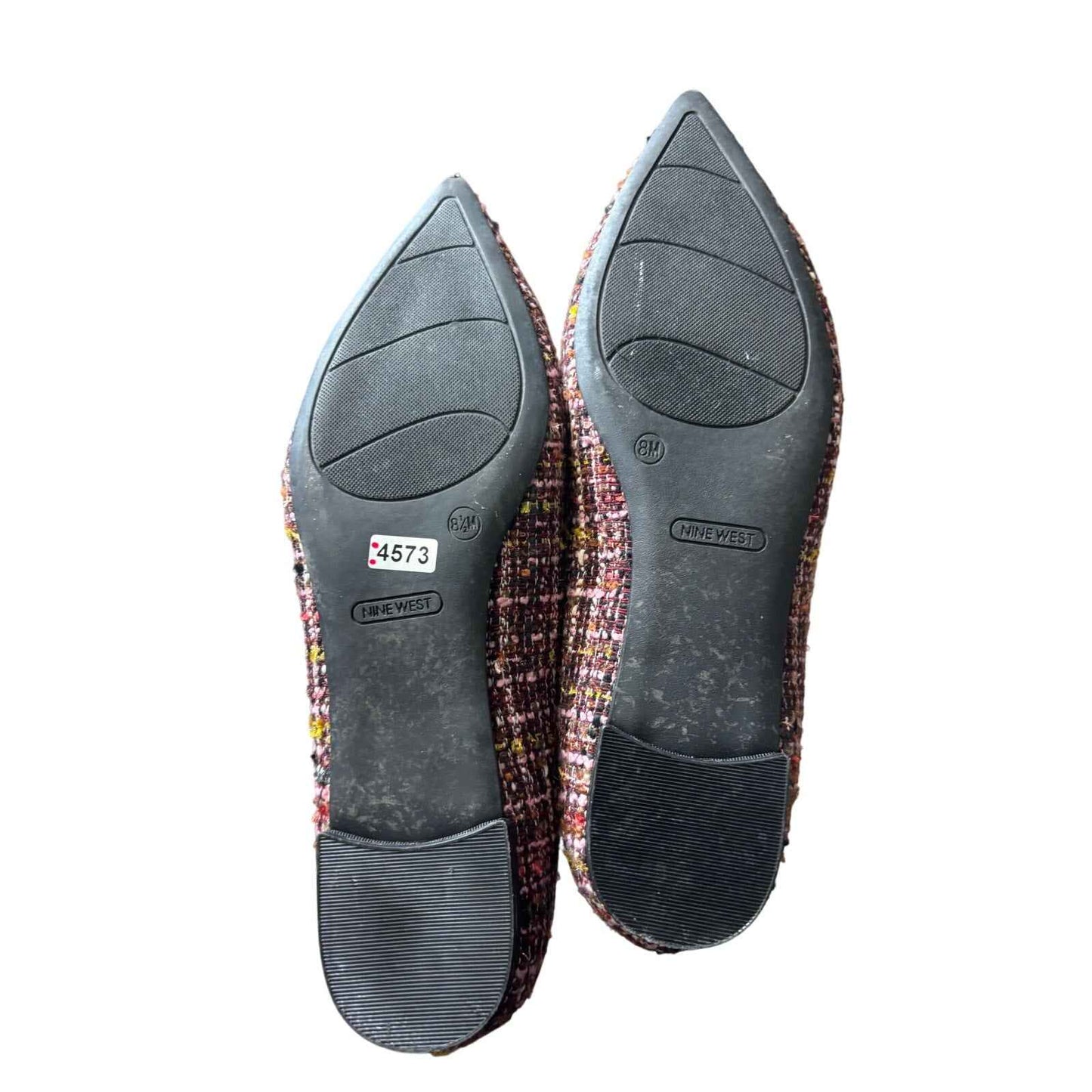 Nine West Red Tweed Jeweled Flat Sz 8.5