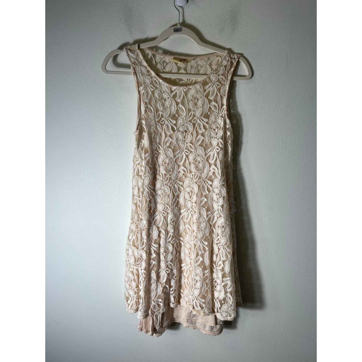 Free People Ivory Lace Sleeveless Knee Length Dress Sz SP