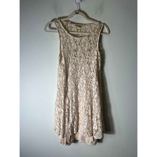 Free People Ivory Lace Sleeveless Knee Length Dress Sz SP
