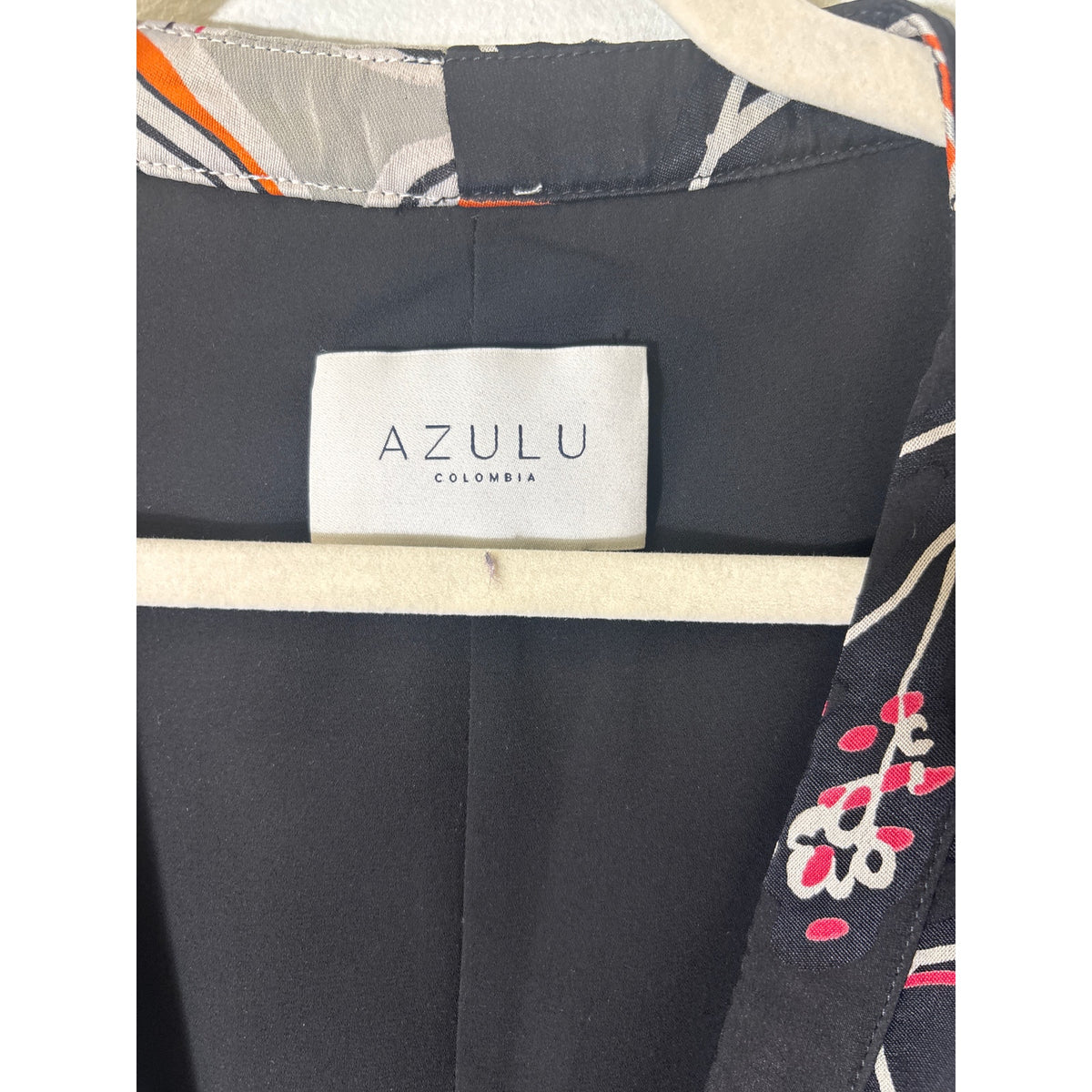 Azulu Tan and Black Floral Body suit Top Sz S