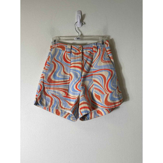 FRNCH Paris Orange Light Blue High Waisted Cotton Denim Shorts Sz XS