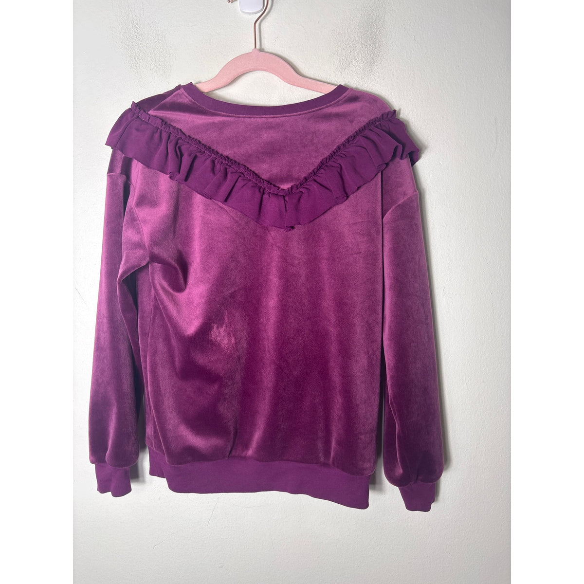 Tea Eggplant Purple Long Sleeve Ruffle Shirt Sz 7