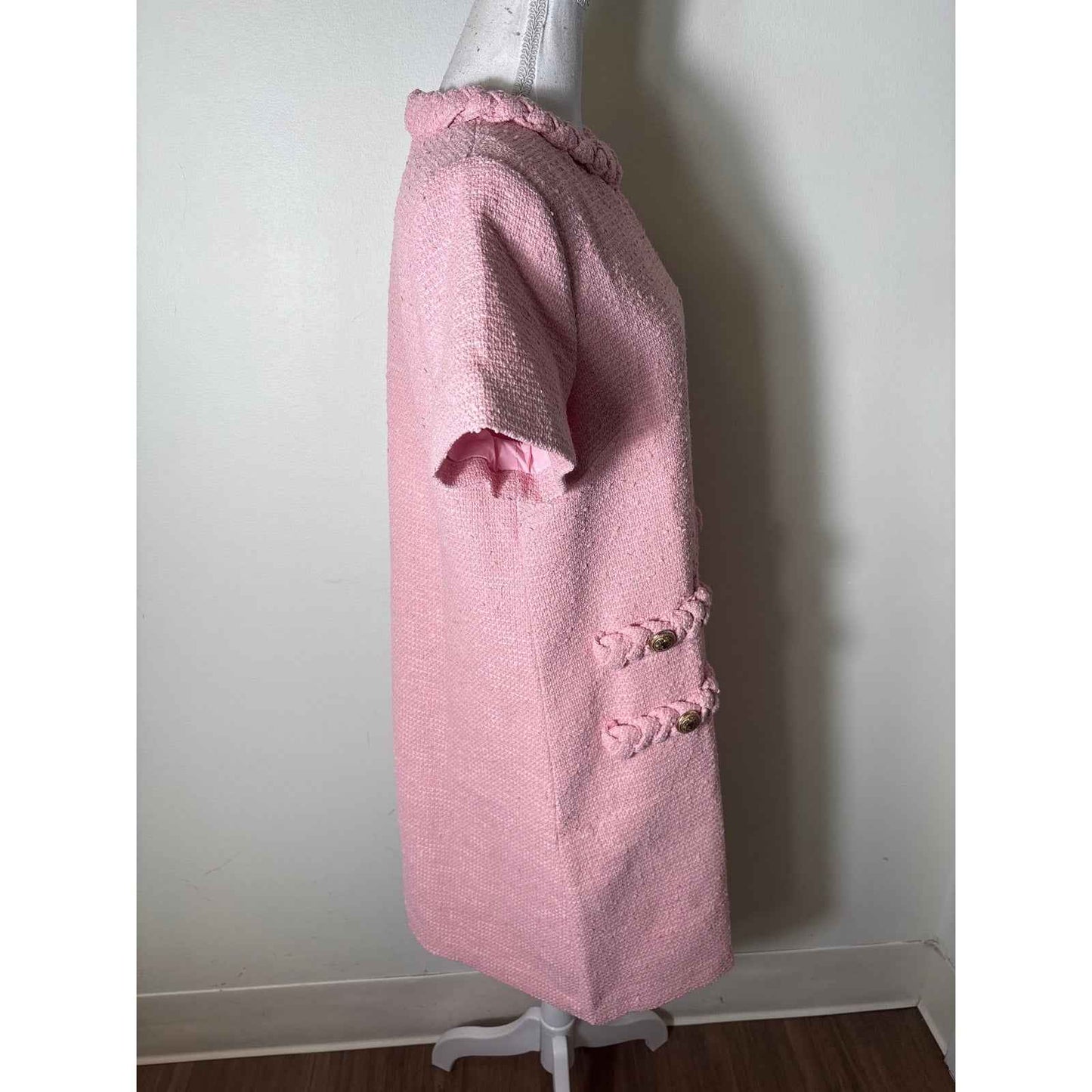 Tuckernuck Blossom Pink Jackie Tweed A-Line Mini Dress Sz L