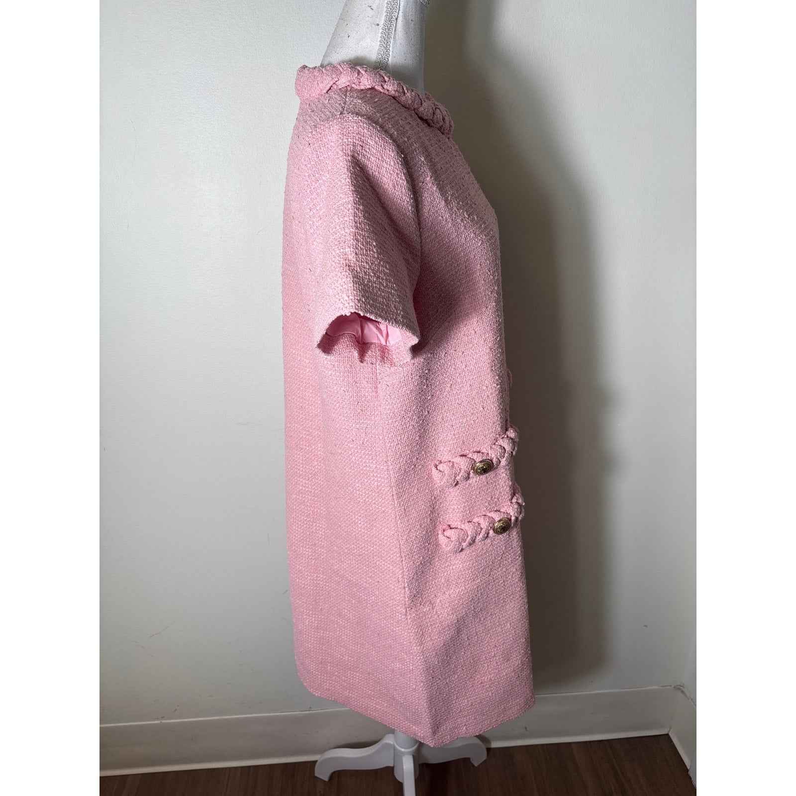 Tuckernuck Blossom Pink Jackie Tweed A-Line Mini Dress Sz L