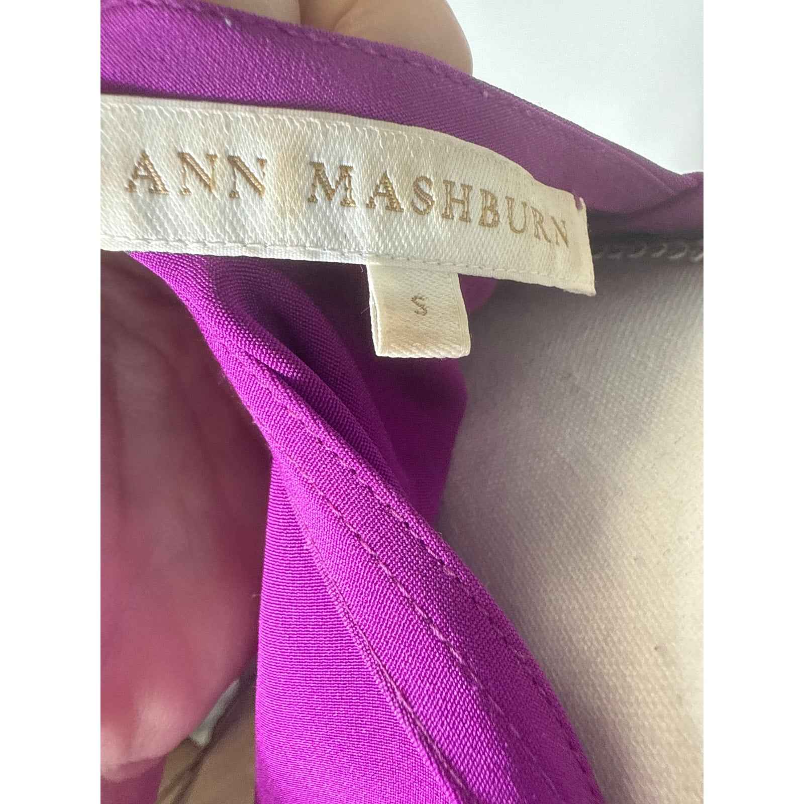 Ann Mashburn Purple Long Sleeve 100% Silk Blouse Sz S