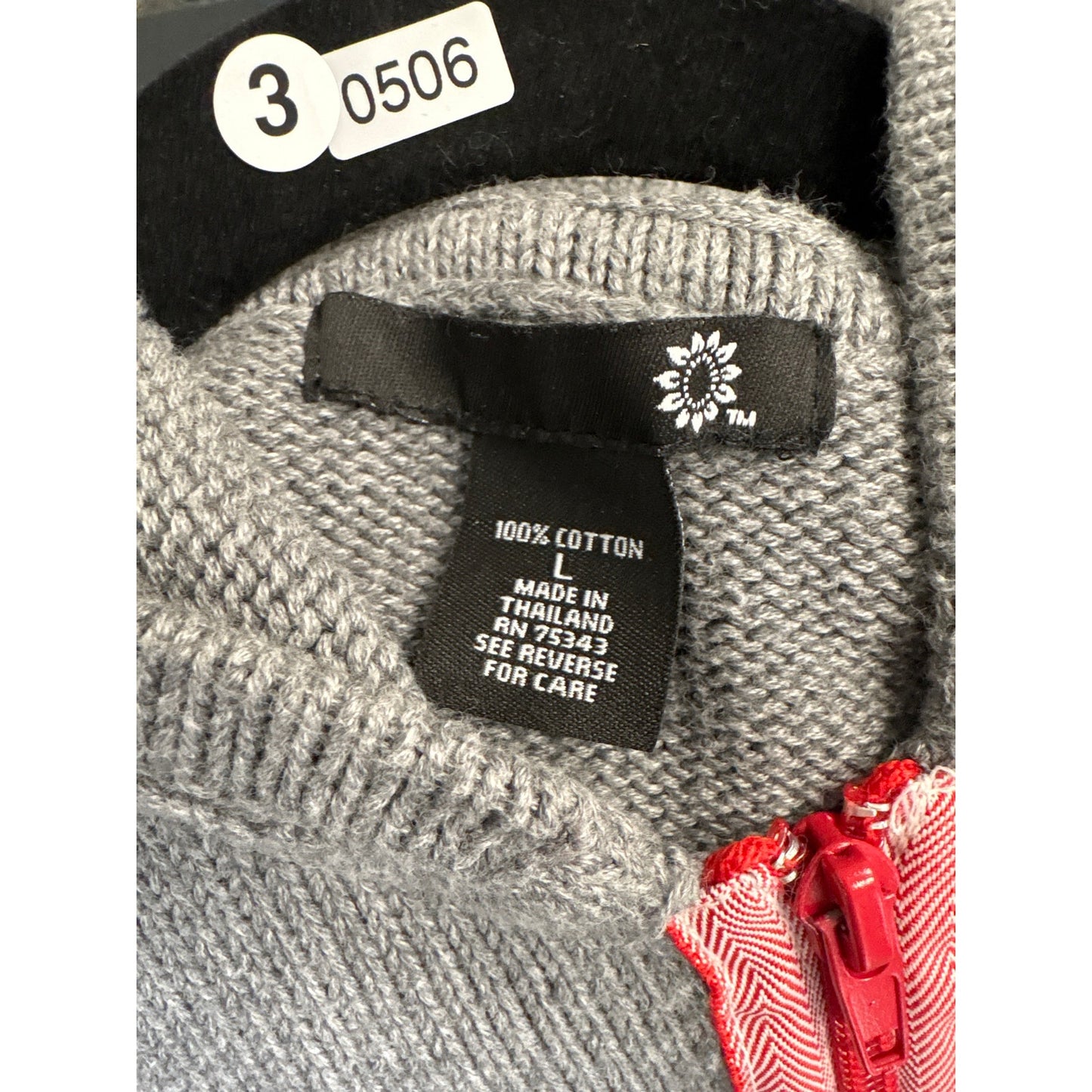 Yellow Box Gray with Red Zip up Cardigan Sz L