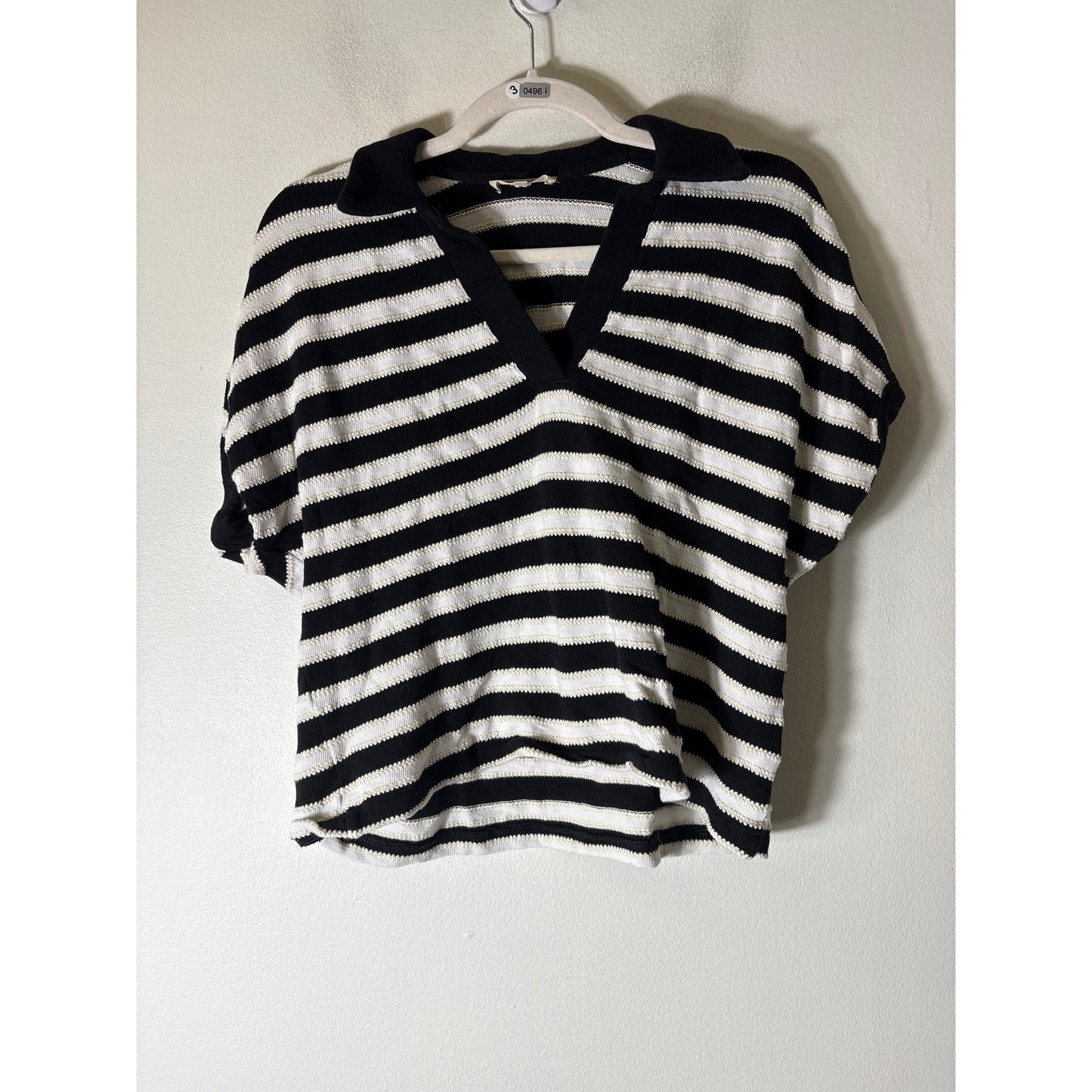 Madewell Black and White Sstripe Short Sleeve Top Sz XS