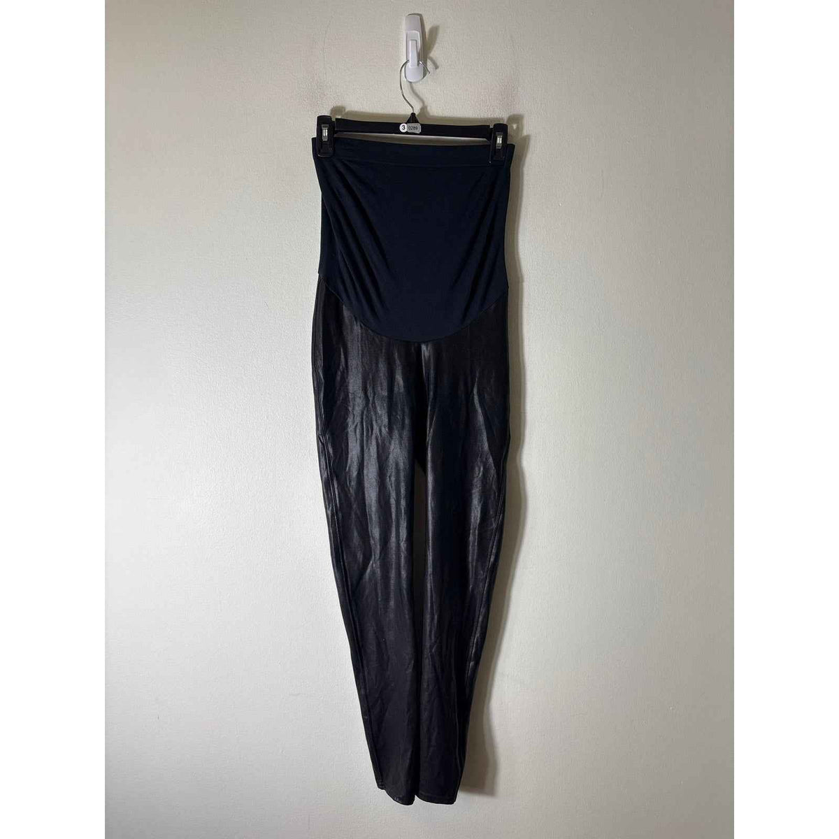 Spanx Maternity Black Pleather Leggings Sz L