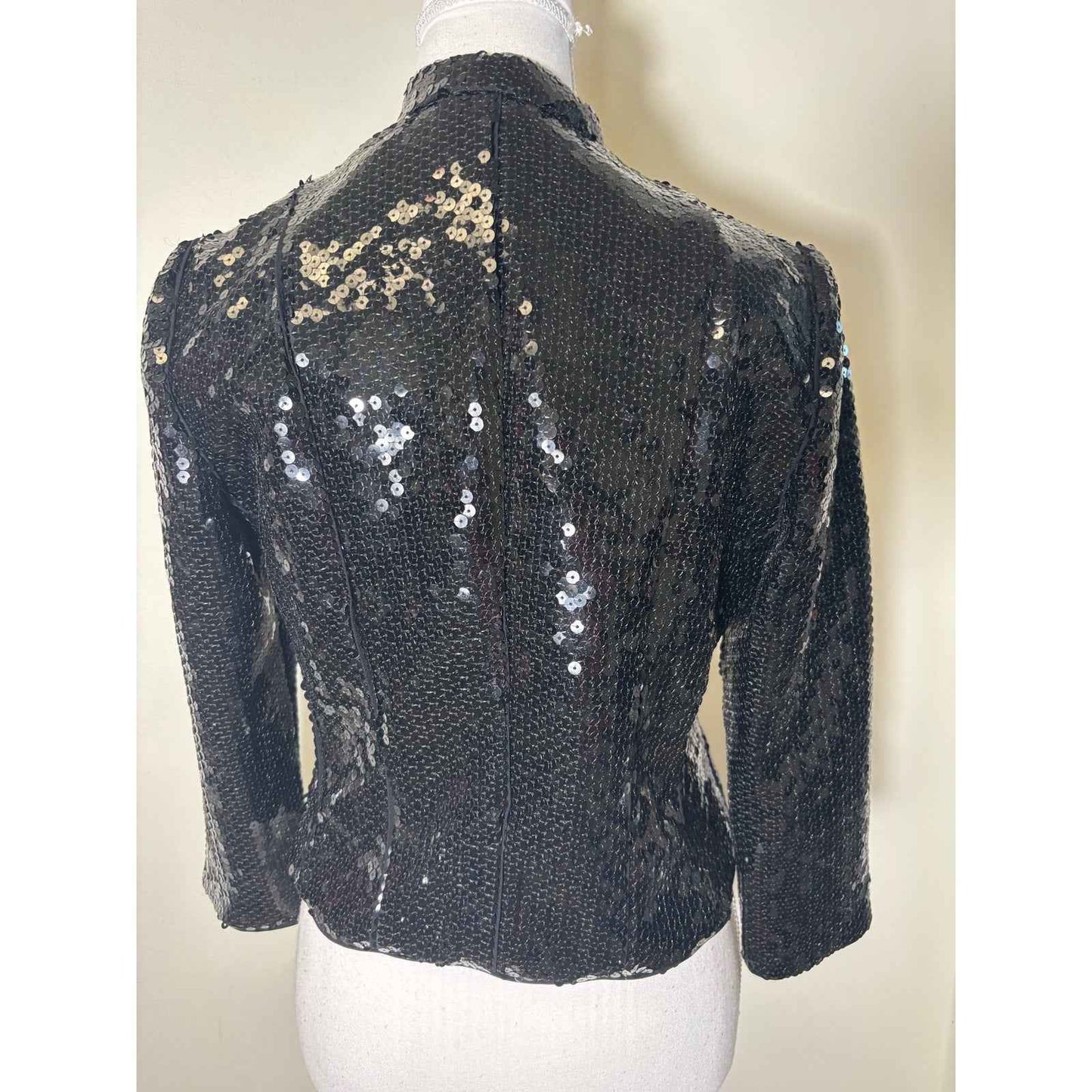 Georgio Armani Black Sequince Long Sleeve Special Occasion Short Jacket Sz 8