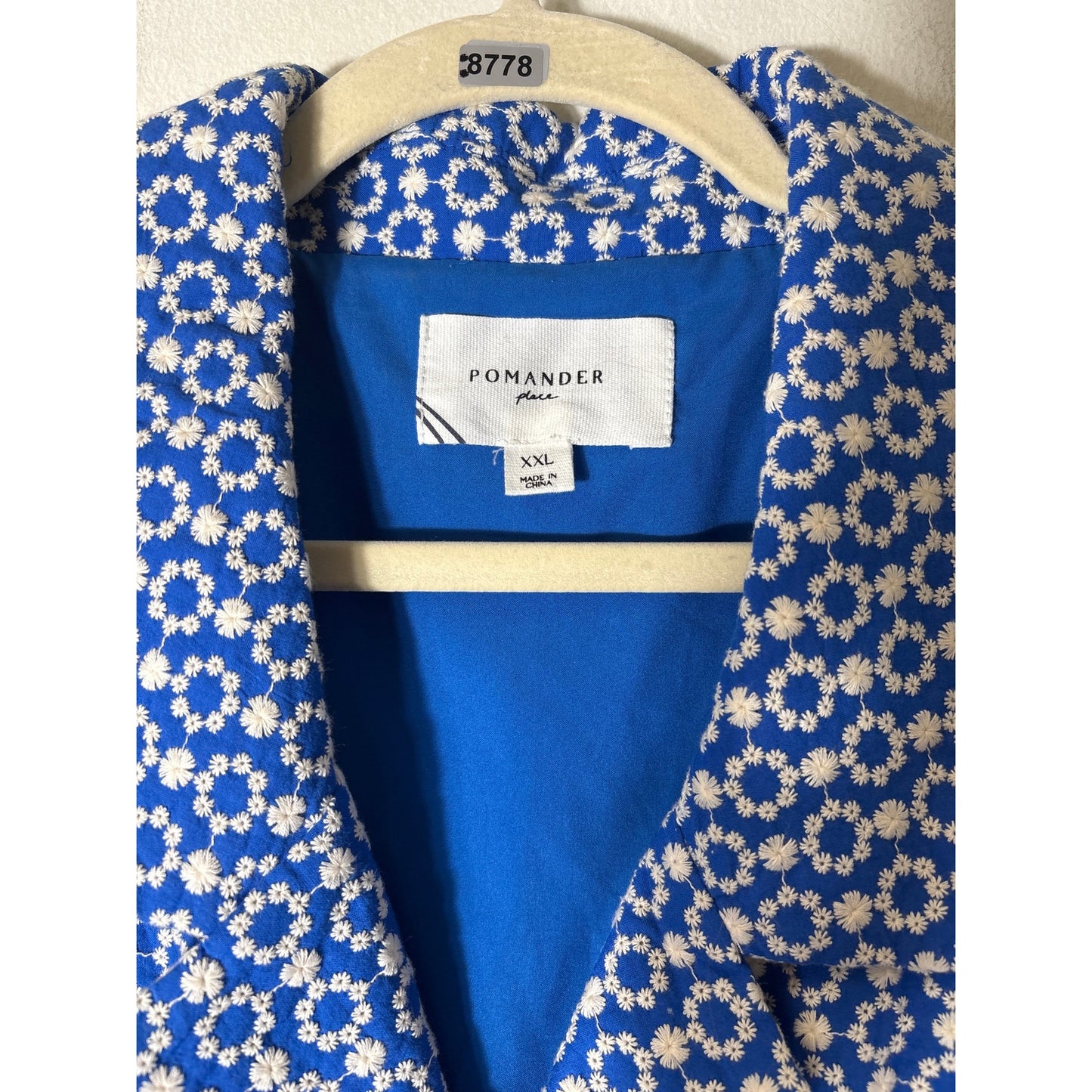 Pomander Place Blue and White Sleeveless Embroidered Maxi Dress Sz XXL